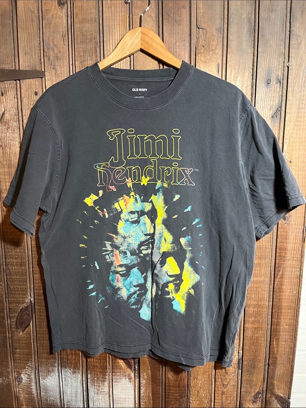 Old Navy Black Jimi Hendrix Multicolor Graphic Tee